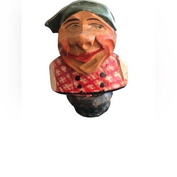 VTG Hard~Carved Set of 3 German Wine Cork Toppers Wood 3” Wine Tasting Colorful - Picture 10 of 14